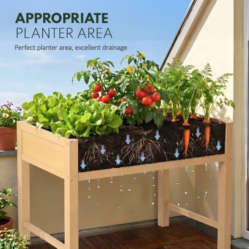 PASAMIC Elevated Planter Box 38×24×28 Inch, HIPS Raised Plant Bed with Support Legs, Heavy Duty 180 lbs Load Bearing, Large Reinforced Planter for Vegetables, Ideal for Yard, Balcony, Oak - Image 5