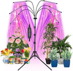 Mefflypee Grow Lights for Indoor Plants, LED Grow Light Stand, Red Blue Yellow Full Spectrum Plant Lamp with Adjustable Tripod, Color Changing Dimmable Vegetative Lamp with Auto On Off Timer (Type A) by Mefflypee