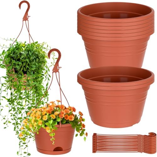 Roshtia 10 Pcs 10 Inch Hanging Baskets for Plants, Brown by Roshtia