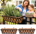 LaLaGreen Deck Railing Planter (24 in, 2 Pack) Black Metal Flower Box by L%C3%A1L%C3%A1Green