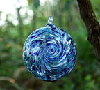 6-Inch Solar Powered Hanging Galaxy Glass Gazing Ball Outdoor Garden Decoration (Aqua-Blue) - Image 2