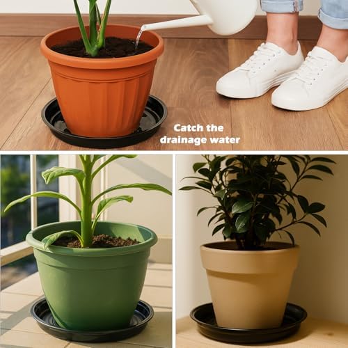 30 Packs 16" Extra-Large Plant Saucers for Indoor Outdoor Use Heavy Duty Plastic Plant Plate Dish for Planter Bulk Round Flower Pot Drip Trays to Catch Water 4 to 20 Inch, Black - Image 7