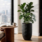 Oakrain 17.7" Tall Planter for Indoor Plants, Black Large Floor Planter - Image 3