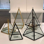 WGV Hanging Geometric Planter Terrarium Width 5" Height 9.5" Clear Glass Black Frame DIY Succulent air Plant Miniature Fairy Garden Windowsill Decor Raised Tall Pyramid 1 Piece - Image 5