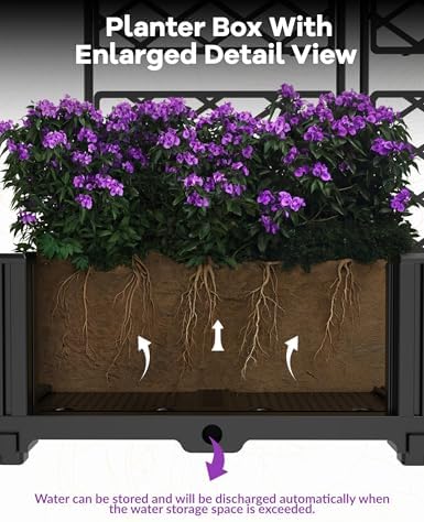 3 PCS Raised Garden Bed with Trellis & Privacy Screen, 50" x 63" Tall Vertical Garden Planter Box for Climbing Plants, Outdoor Trellis for Vegetables, Flowers, Patio, Balcony, Garden Black - Image 2