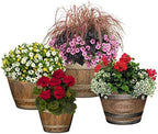 Outdoor Whiskey Resin Flower Pot Barrel Planter, 15" Walnut Brown - Image 5