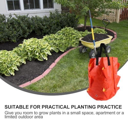 1pc Wall Hanging Plant Grow Bag Multi-Pockets Nursery Planter for Gardening Pe Aerial Strawberry Container Orange - Image 6