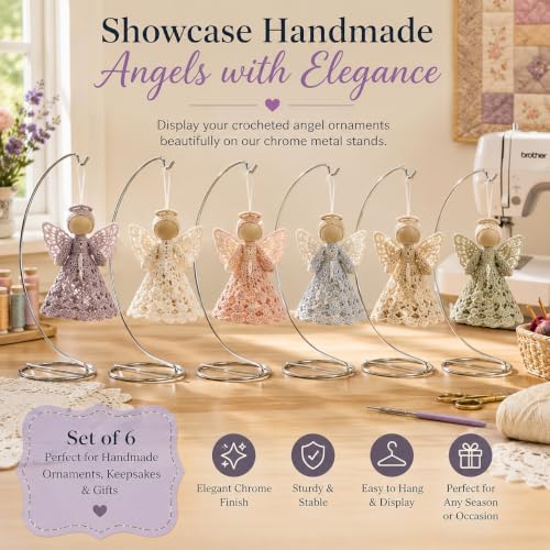Silver Ornament Display Stands Set of 24, 9 Inch Chrome Metal Hanging Holders for Christmas Ornaments, Jewelry, Terrariums, Crafts, Air Plants, Keepsakes & Retail Displays, 8 Inch Hanging Height - Image 2