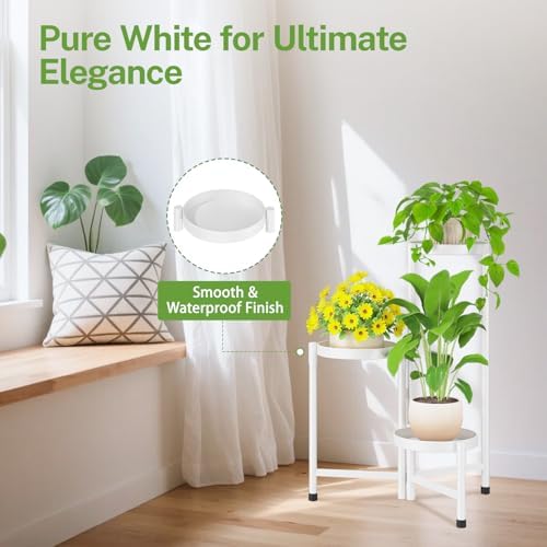 iDavosic.ly Plant Stand Indoor Outdoor, 3 Tier Metal Corner Shelf, White - Image 6