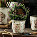 Reto Rustic Ceramic Flower Pots for Garden Plants and Succulents,Distressed Cracked Glazed Planters with Drainage Holes Tuscan Flower Pots for Outdoor,Browns,no Hole - Image 2