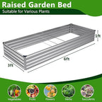 2PCS 6x3x1ft Galvanized Raised Garden Bed Kit,Metal Planter Box for Vegetables,Flowers,Herbs Durable Rust-Resistant Patio Gardening Beds,Silver - Image 2