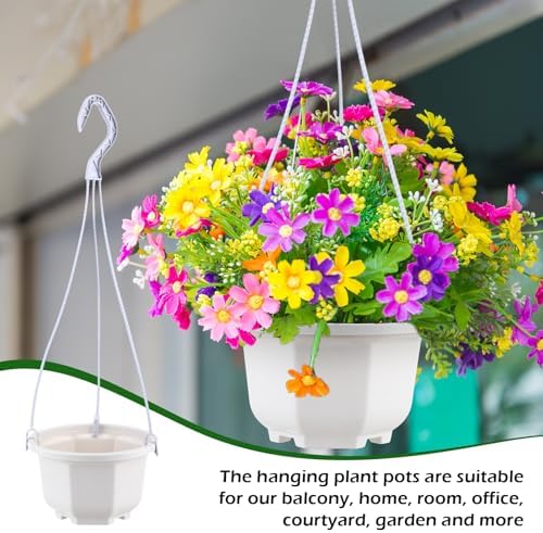 Roshtia 50 Pack 5.1 Inch Plastic Hanging Plant Pots with Hooks, Gray White - Image 5