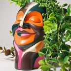 Abstract Face Plant Pots, Colorful Smiling Head Flower Pots for Home Decor, Unique Cute Planters Hand-Painted, Funny Eclectic Body Vases, Boho Modern Art for Desk Shelf Decoration (Chocolate&Orange) - Image 7