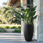 Heyzier Tall Planters for Outdoor Plants, Large Concrete Flower Pots for Garden Front Porch, Patio, Indoor (Vertical Black) - Image 3