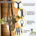 SATINIOR 12 Pcs Macrame Plant Hangers Handmade Boho Hanging Planters 12 Different Tiered Designs with 12 Hooks for Flower Pots Indoor Outdoor Decorative Wall Hanging Baskets for Home (Gothic,Black) - Image 3