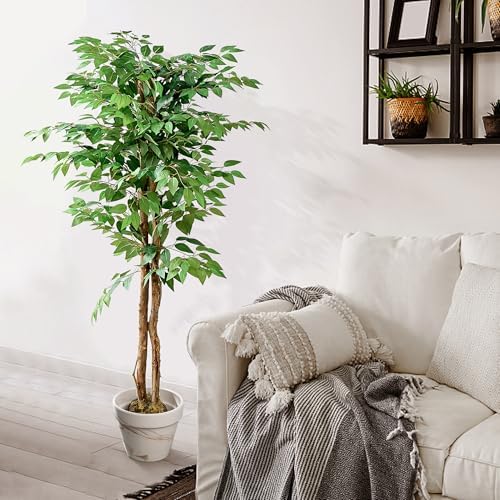 VECELO Artificial Ficus Tree with Sturdy Nursery Pot, 5FT Faux Silk Plant for Indoor Outdoor Home Garden Decor, 2 Pack - Image 7