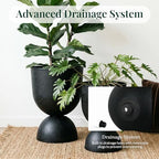 KOL Planters Flower Pots, Large Plastic Urn Planters for Indoor Outdoor Plants, Black Pedestal Planter 2 Pack, 18 Inch+23 Inch, Tall Decorative Planters with Drainage Holes & Plugs for Porch Garden - Image 6