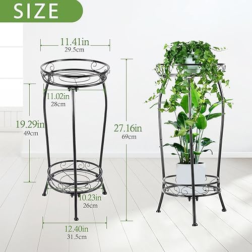 LOYAL TIGER Plant Stand Indoor Outdoor, 2 Pack, 2 Tier 27" Tall Metal Shelf - Image 2