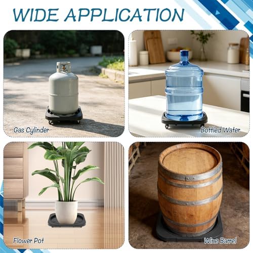 3 Pack 5 Gallon Water Bottle Jug Caddy with Rolling Swivel Casters Wheels, Bucket Dolly Round Rolling Plant Stand Plant Dolly for Heavy Duty Garden Flower Pot Movers Plant Stroller, Black - Image 7