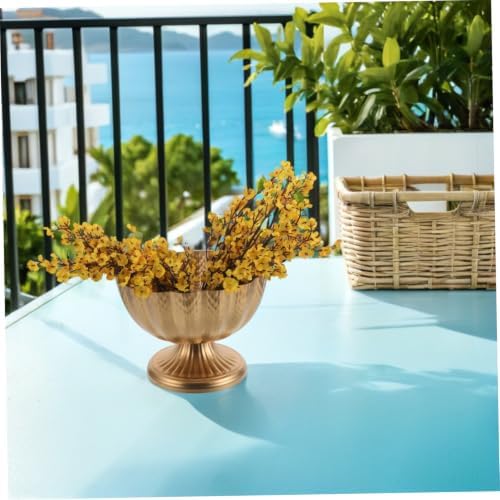 BESTonZON Vintage Iron Flowerpot Urn Planter with Wide Mouth Design, Sturdy Iron Material, 9 Inch Trumpet Shape for Indoor and Outdoor Use, for Living Room and Entryway Decor - Image 6