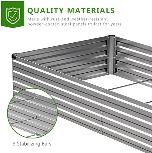 2PCS 7x3x1ft Galvanized Raised Garden Bed Kit,Metal Planter Box for Vegetables,Flowers,Herbs Durable Rust-Resistant Patio Gardening Beds,Silver - Image 4