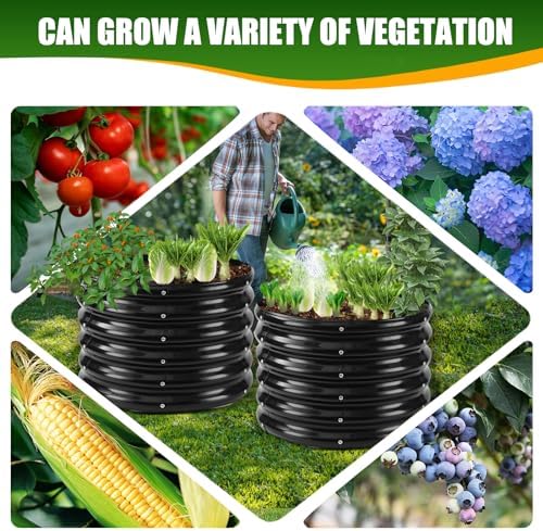 TBMLC 17" Tall,24" Diameter Elevated Round Metal Raised Garden Bed Black - Image 5