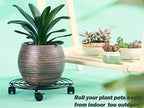 8 Packs Large Metal Plant Caddy with Wheels 14" Rolling Plant Stands Heavy-duty Wrought Iron Plant Roller Base Pot Movers Plant Saucer on Wheels Black - Image 7