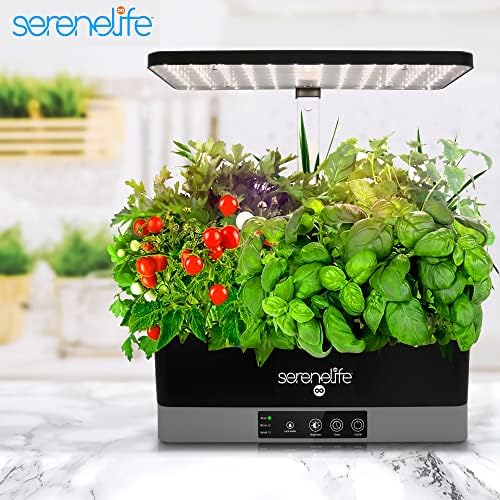 SereneLife Hydroponic Herb Garden - 6 Pod Indoor Kit, Full-Spectrum Grow Light, Adjustable Height, Smart Plant System, Black - Image 2