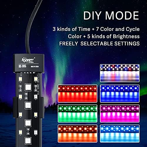 hygger 24/7 Mode Submersible Aquarium LED Light, Full Spectrum Hidden Fish Tank Light with 3 Rows Beads 7 Colors Auto On Off Sunrise-Daylight-Moonlight, Adjustable Timer Brightness - Image 3