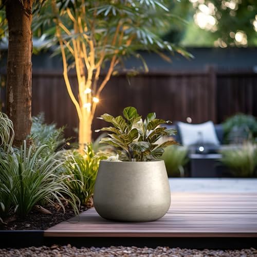 Kante Accent Round Curved Weathered Concrete Planter 18.1" Dia, Outdoor - Image 4