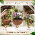 Dandat 12 Pack Metal Hanging Planter Basket, Coconut Coir Liner, 10 Inch - Image 4