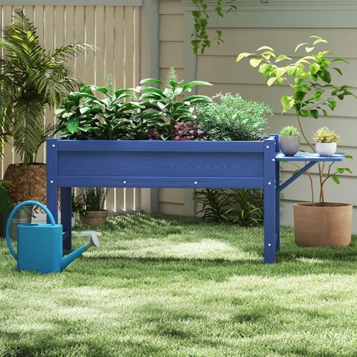 HDPE Raised Garden Bed with Legs, 49x21x27in All-Weather Heavy Duty Planter Box, Outdoor Elevated Garden Bed for Seeds, Herb, Flower, Vegetable (Navy Blue) - Image 2