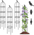 4-Pack 6FT Garden Obelisk Trellis for Climbing Plants,Adjustable 4-Tier Metal Plant Support,Rustproof Outdoor Plant Tower with 3 Decorative Tops for Roses,Tomatoes,Clematis & Vines,Black by TCBWFY