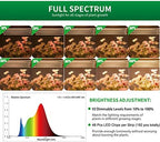 Grow Light Strips, Plant Lights for Indoor Plants Full Spectrum Growing Lamp with Auto On & Off Timer,3/6/12H Timer, 192 LEDs/ 10 Dimmable Levels Sunlike for Seedings Hydroponics - Image 2