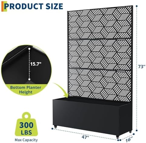 GarveeLife Metal Planter Box with Trellis and Wheels 71"x47"x16" - Image 2