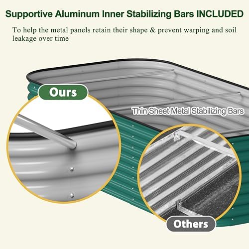 MUPATER 8'x4' Raised Garden Bed, Galvanized Raised Garden Bed, 24''H Mutli-in-1 Metal Garden Bed with 3 Aluminum Support Rods, Modular Raised Planter Box Outdoor for Vegetables, Flowers, Green - Image 7