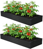 Foxlang 12x4x1ft(2 Pack) Galvanized Raised Garden Bed,Outdoor Planter Box Metal Patio Kit Planting Bed for Vegetables Flowers Herb,Black by Foxlang