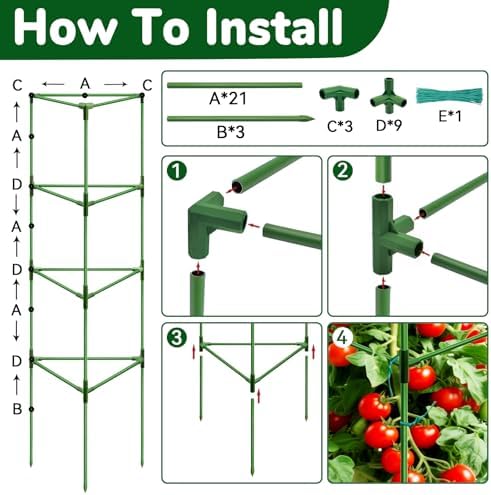 ZeeDix 65 Inch 4 Pack Heavy Duty Tall Tomato Cages for Garden - Image 6