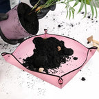 Waterproof Foldable Plant Repotting Mat Garden Potting Pad for Flowerpot Transplanting Mixing Soil Tool for Indoor Plant Repotting(75cmx75cm Pink) - Image 5