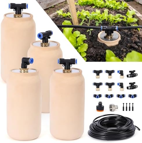 4pcs 3.5x3.5x7in Classic Self-Watering Ollas Self Watering 30oz Terracotta Planter Automatic Drip Irrigation System for Indoor Plant Watering & Outdoor Water Sets Terra Cotta Clay by LovelyRan