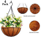 Hanging Planters Basket Outdoor Indoor(14 inch 4 Pack)-Coconut Coir Hanging Baskets for Plants Outdoor,Metal Wire Baskets with Coco Liner Window Box Planters, Hanging Flower Pots for Railings - Image 2
