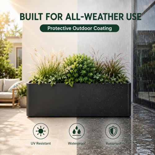 2 Pack 32" Large Rectangular Metal Planter Boxes Outdoor, Long Planter Box - Image 5