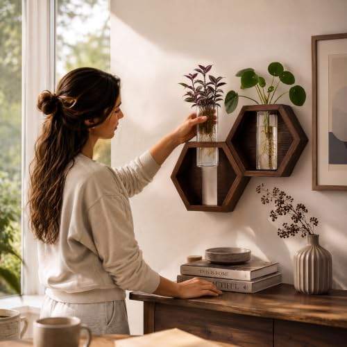 AVERGO Wall Plant Decor (1-Pack), Acacia Wood Indoor Wall Planter - Image 2