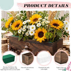 Dandat 4 Set Wood Boxes for Centerpieces 16x4 Inch Rectangle Wooden Planter Box Rustic Wooden Planters with Removable Plastic Liner Floral Foam Blocks for Christmas Wedding Home Garden Decor(Brown) - Image 3