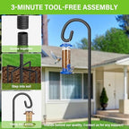 Shepherds Hook for Bird Feeder, 92" Heavy Duty Bird Feeder Pole with 5-Prong Base, Extra Thick Metal Shepherd Hook for Outdoor Hanging Plant Basket, Hummingbird Feeder, Solar Lantern, Black, 1 Pack - Image 7