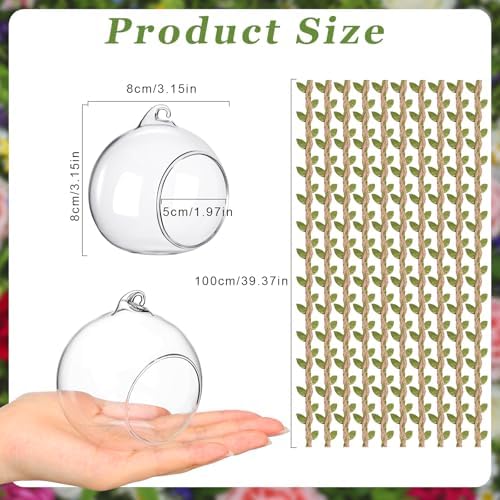 GlikCeil 13 Pcs Hanging Glass Globes for LED Tea Lights Candles, Clear - Image 3