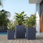 Kante Set of 3 Charcoal Concrete Tall Planters 13" 11" 9" Dia - Image 7