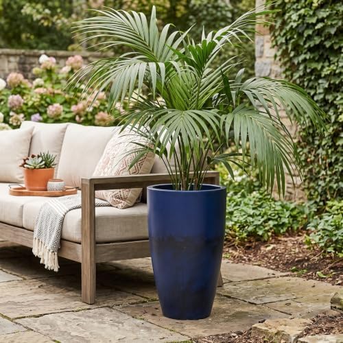 20.9" Tall Planter, Indoor/Outdoor Planter, Eco-Friendly Resin Pot, Blue - Image 2
