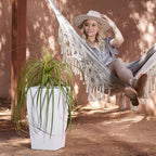 Bloem Tall Finley Tapered Square Planter: 20" - Casper White - Matte Textured Finish, 100% Recycled Plastic Pot, for Indoor and Outdoor Use, Gardening, 5 Gallon Capacity - Image 2