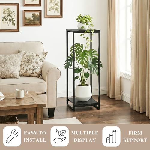 34" Tall 2-Tier Corner Plant Stand Indoor, Black - Image 3